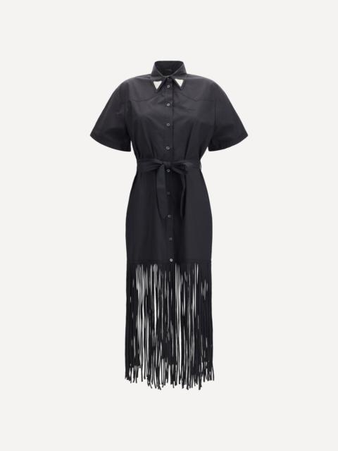 Chemisier Dress with fringes and metallic details