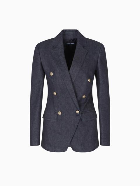 DENIM COLLECTION DOUBLE-BREASTED JACKET IN STRETCH DENIM