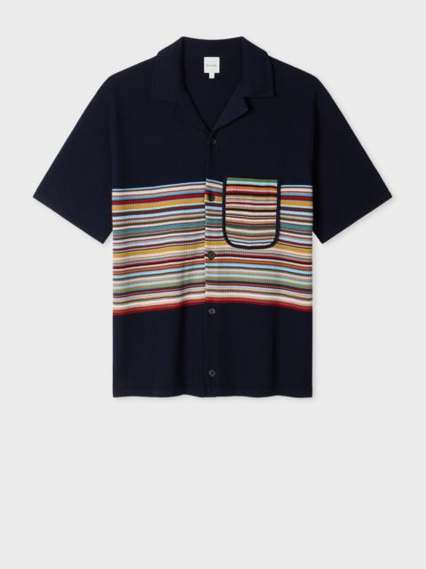 Navy Organic Cotton 'Signature Stripe' Knitted Shirt