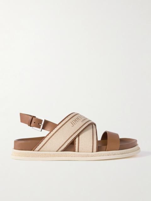 Joa Logo-print Canvas And Leather Slingback Sandals