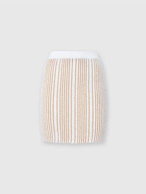 Stretch ribbed mini-skirt with sequins