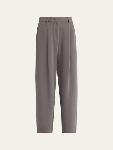 Washed Silk Pleated Trousers