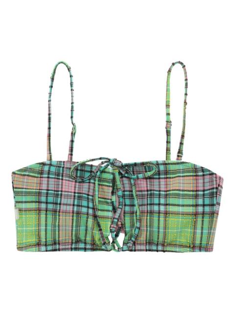 tie-front plaid bikini top