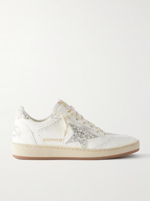 Ball Star Shearling-lined Embellished Distressed Leather Sneakers