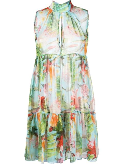 Georgette short dress with flower