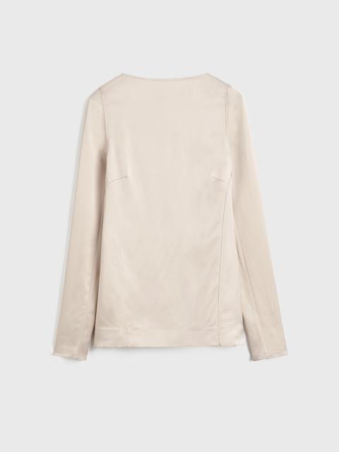 Long-sleeve satin top ecru