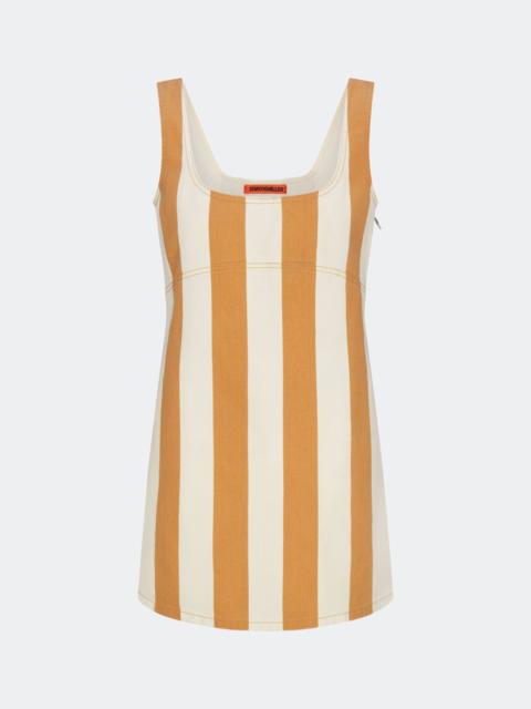 Sahara Striped Denim Dress in Tan Stripe