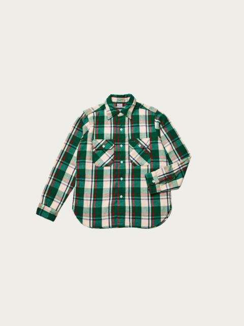 3104 Flannel Shirt Pattern A - Green/Off White