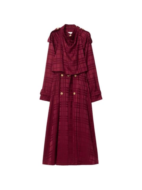 check double-breasted silk trench coat