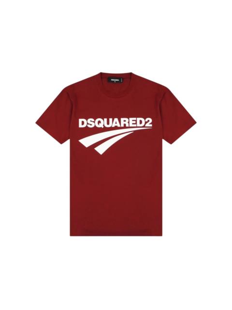 Dsquared2 Cigarette Fit Brand Logo Burgundy T-Shirt Red