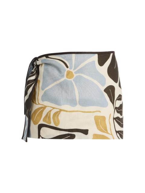 Lola Tie-Detailed Linen Mini Skirt multi