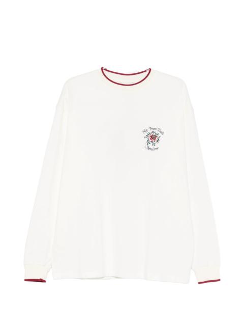 Drole De Monsieur Rose Floral-embroidery Long-sleeve T-shirt