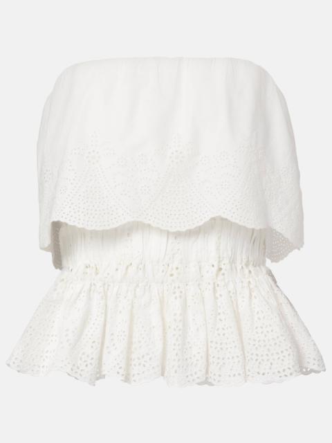Beryl broderie anglaise peplum cotton top
