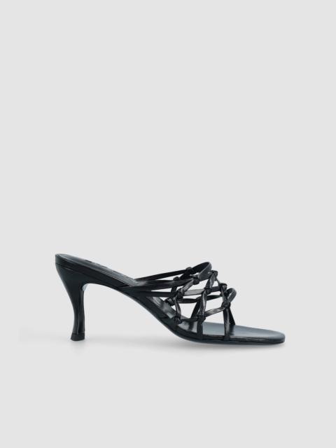 Malaya Black Creased Calf Leather Mule