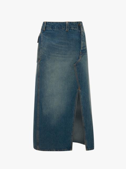 Asymmetric Utility Skirt In Washed Blue