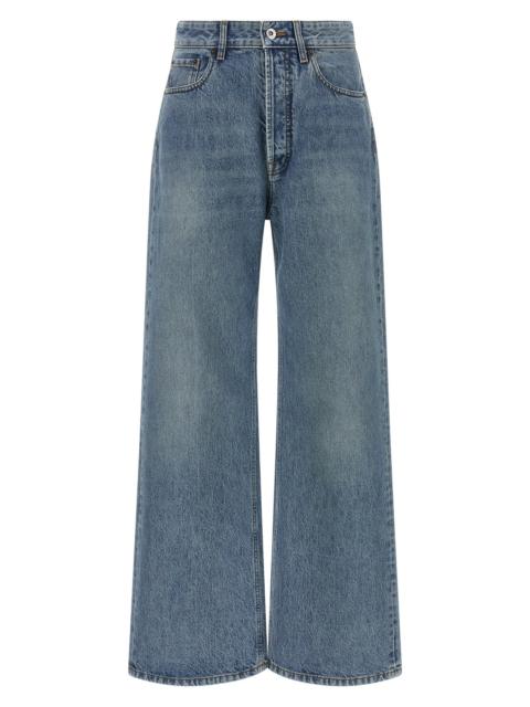 Miu Miu Washed Denim Jeans with Embroidered Logo