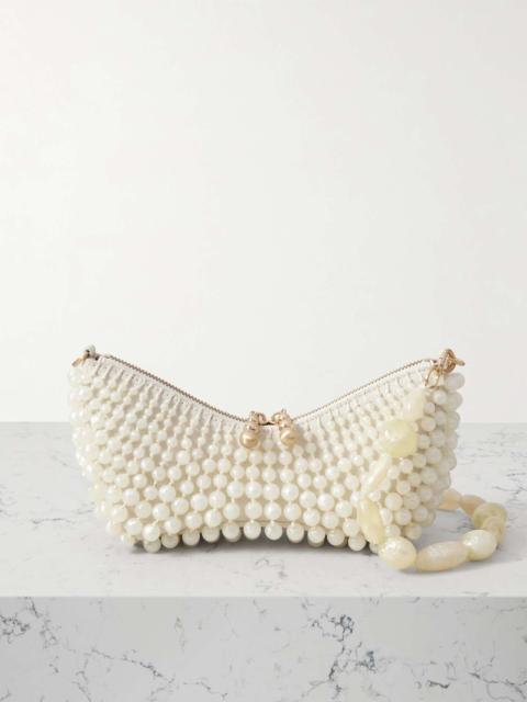 Mercier beaded leather clutch Ivory