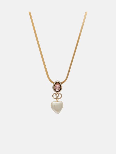 VLogo embellished necklace
