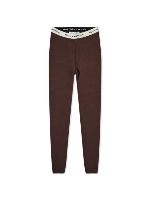 Sporty & Rich Serif Logo Ribbed Leggings