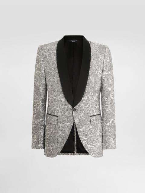 Single-breasted floral lamé jacket