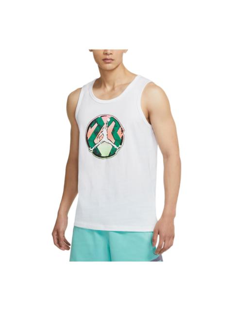 Men's Air Jordan SS22 Logo Pattern Printing Sports Vest White DQ5878-100