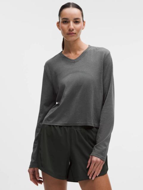 Swiftly Open-Hole V-Neck Long-Sleeve Shirt