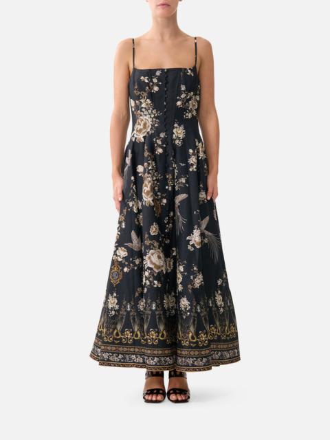 CORSET DRESS WITH LONG FLARED SKIRT