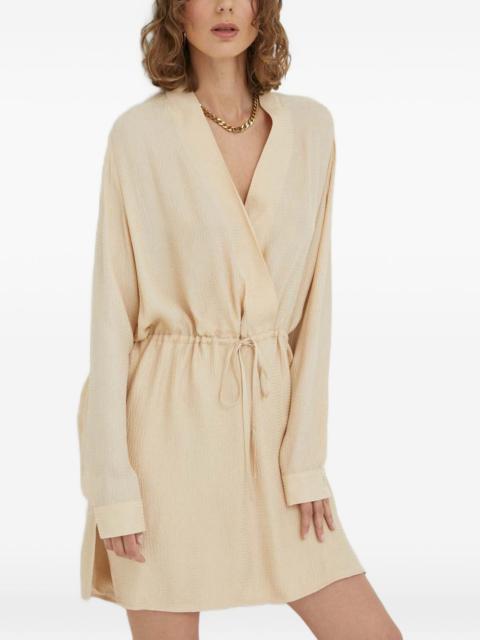 V-neck drawstring mini dress