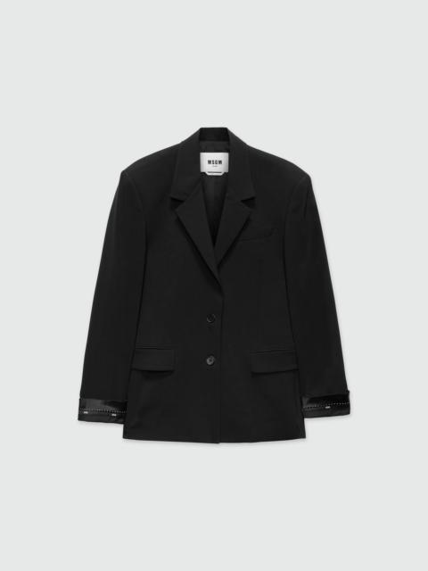 Black jacket in cool wool with MSGM ribbon
