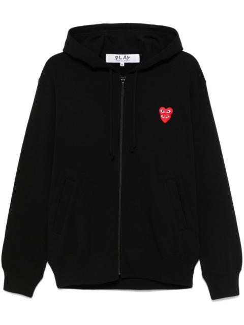double heart-patch hoodie