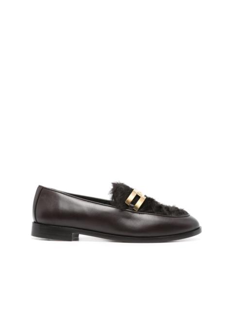 shearling-trim loafers