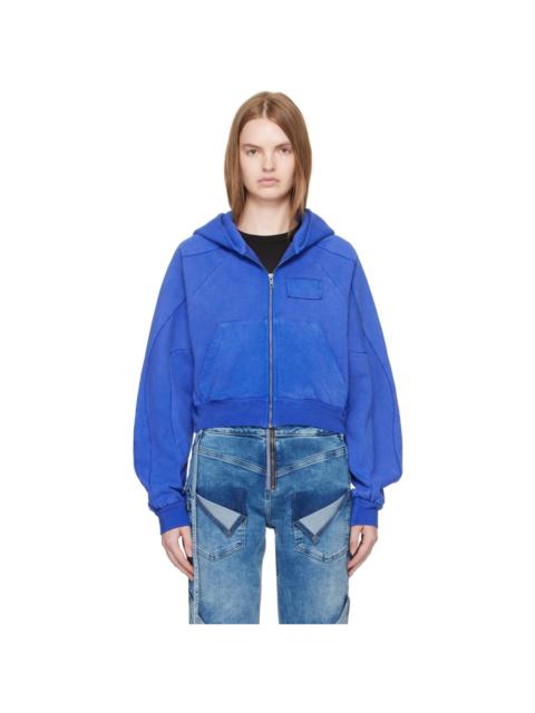 Blue Multiline Zip Hoodie