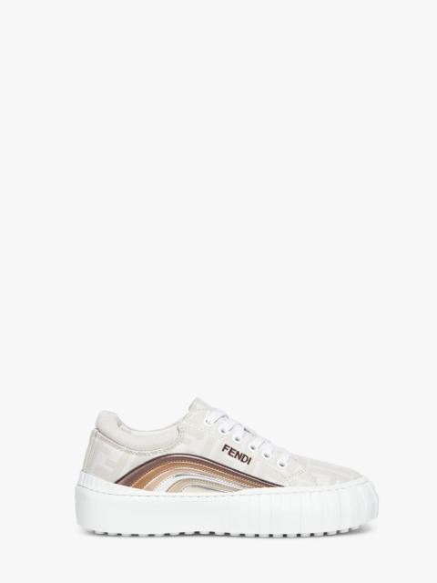 White fabric low-tops