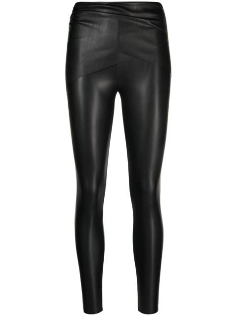high-waisted polished-finish trousers