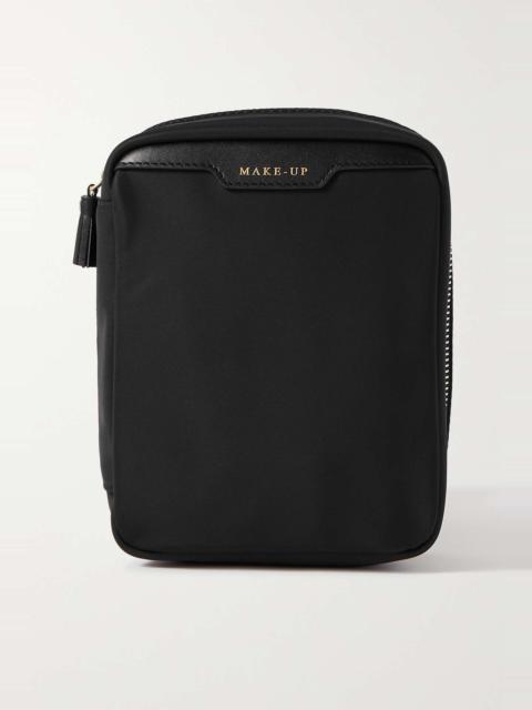 Leather-trimmed ECONYL cosmetics case