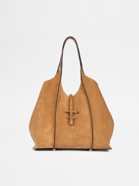 T TIMELESS SHOPPING BAG IN SUEDE MEDIUM - BROWN