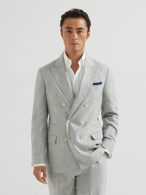 Virgin wool Prince of Wales fresco one-and-a-half breasted deconstructed blazer