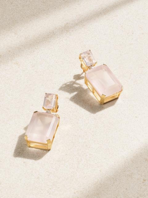 14-karat Gold Rose Quartz And Diamond Earrings