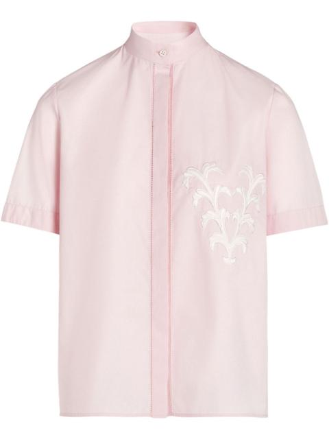 floral-appliqué shirt