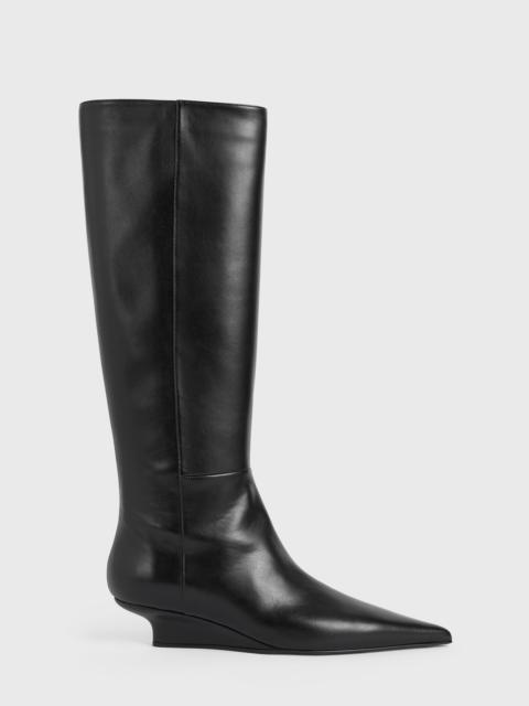 Sharp leather knee-high boots black