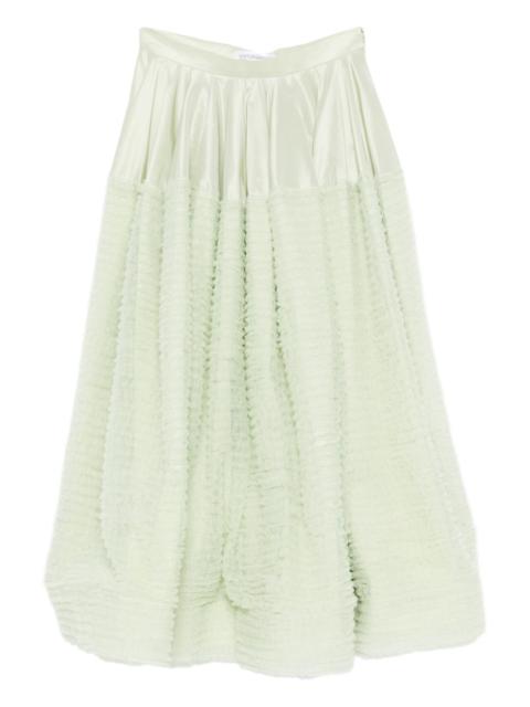 ruffled satin A-line skirt