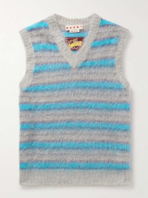 Brushed Striped Mohair-Blend Sweater Vest