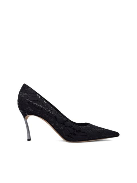 lace pointed-toe pumps
