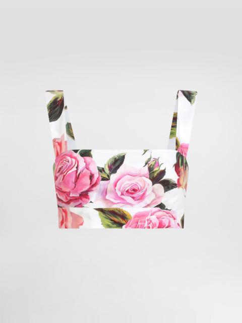 Cotton bralette top with rose print