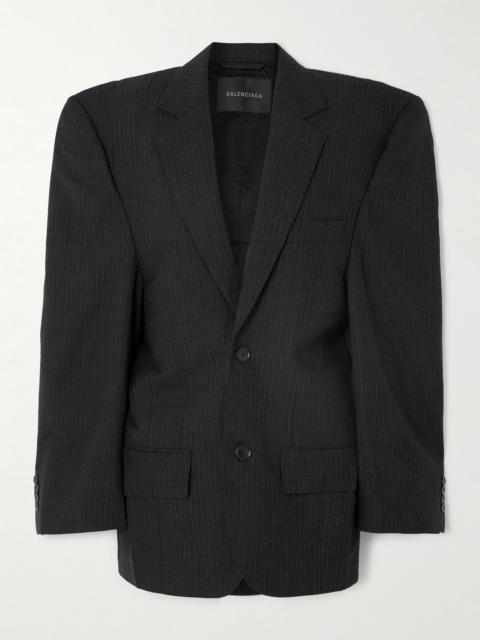 Oversized pinstriped wool blazer Dark gray