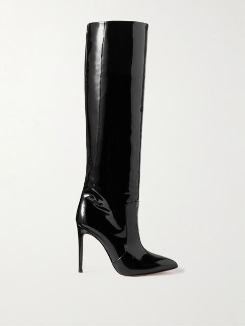 Stiletto patent-leather knee boots Black