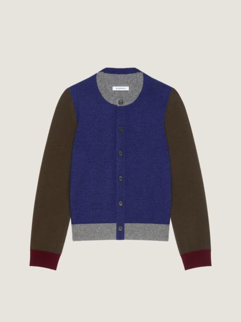 CARDIGAN IN WOOL KNIT WITH COLOR BLOCK