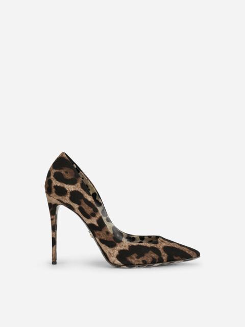 Leopard-printed cotton pumps