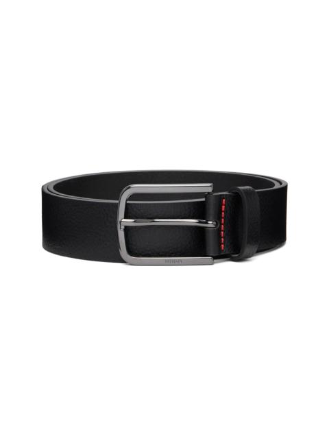 Black Italian-Made Grained Leather Belt