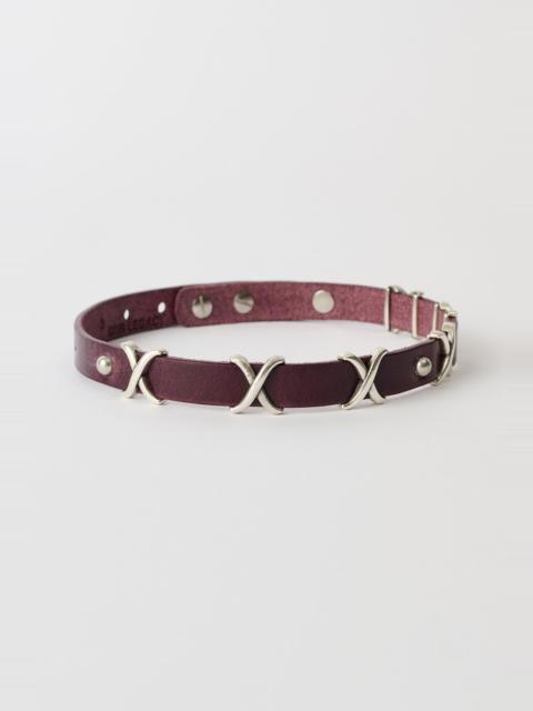 2 CM Choker Trio Cross Merlot Red Leather